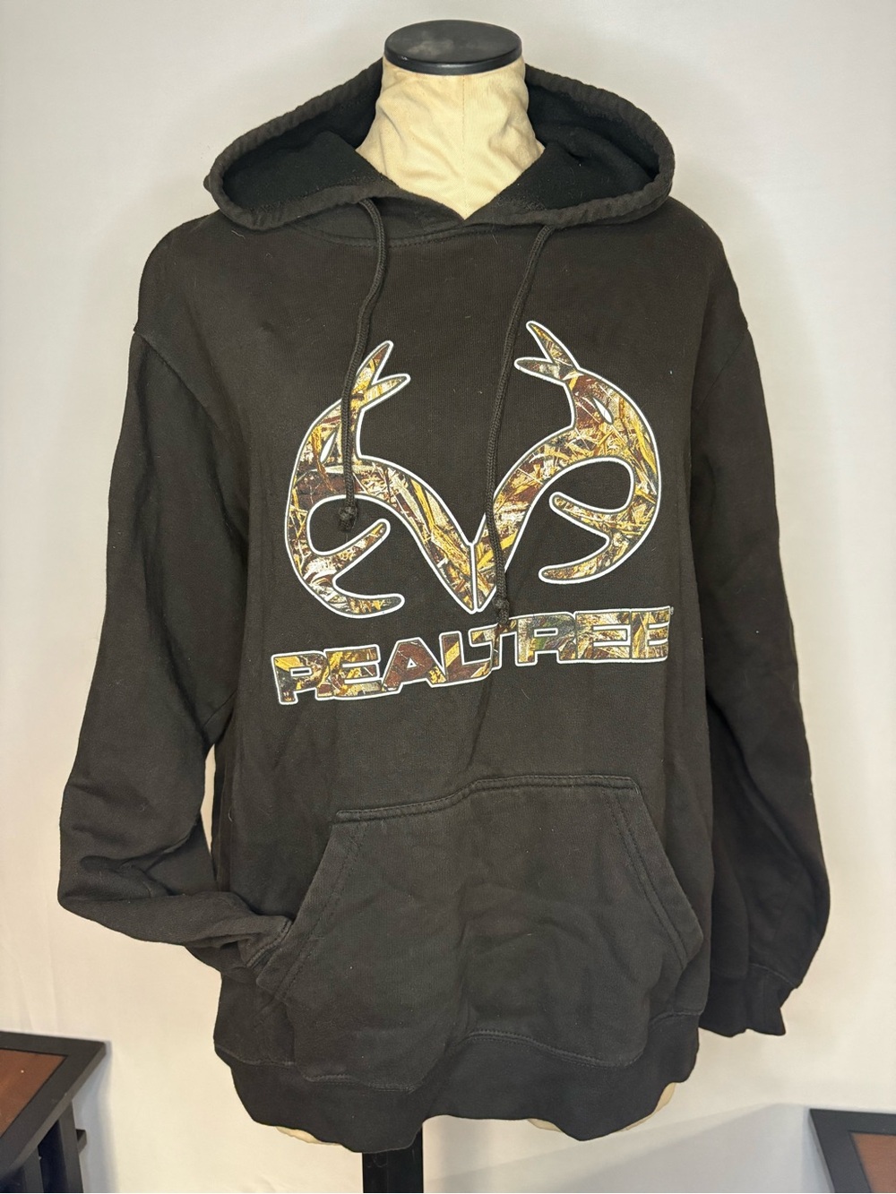 Realtree Black Hoodie with Subtle Camo Accents